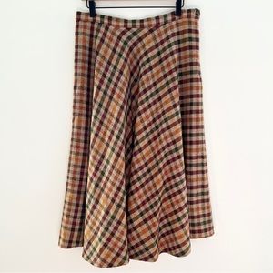 Talbots Plaid Circle Skirt in Brown, Tan, Green, Burgundy